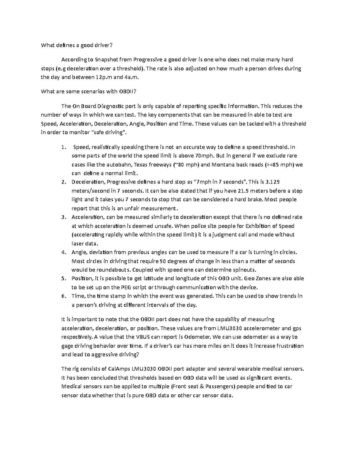 Example Scenarios essay report What defines a good driver