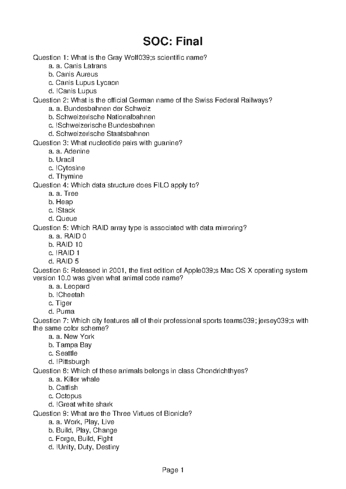 SOC175 Pre Lab 7 - SOC: Final Question 1: What is the Gray Wolf039;s