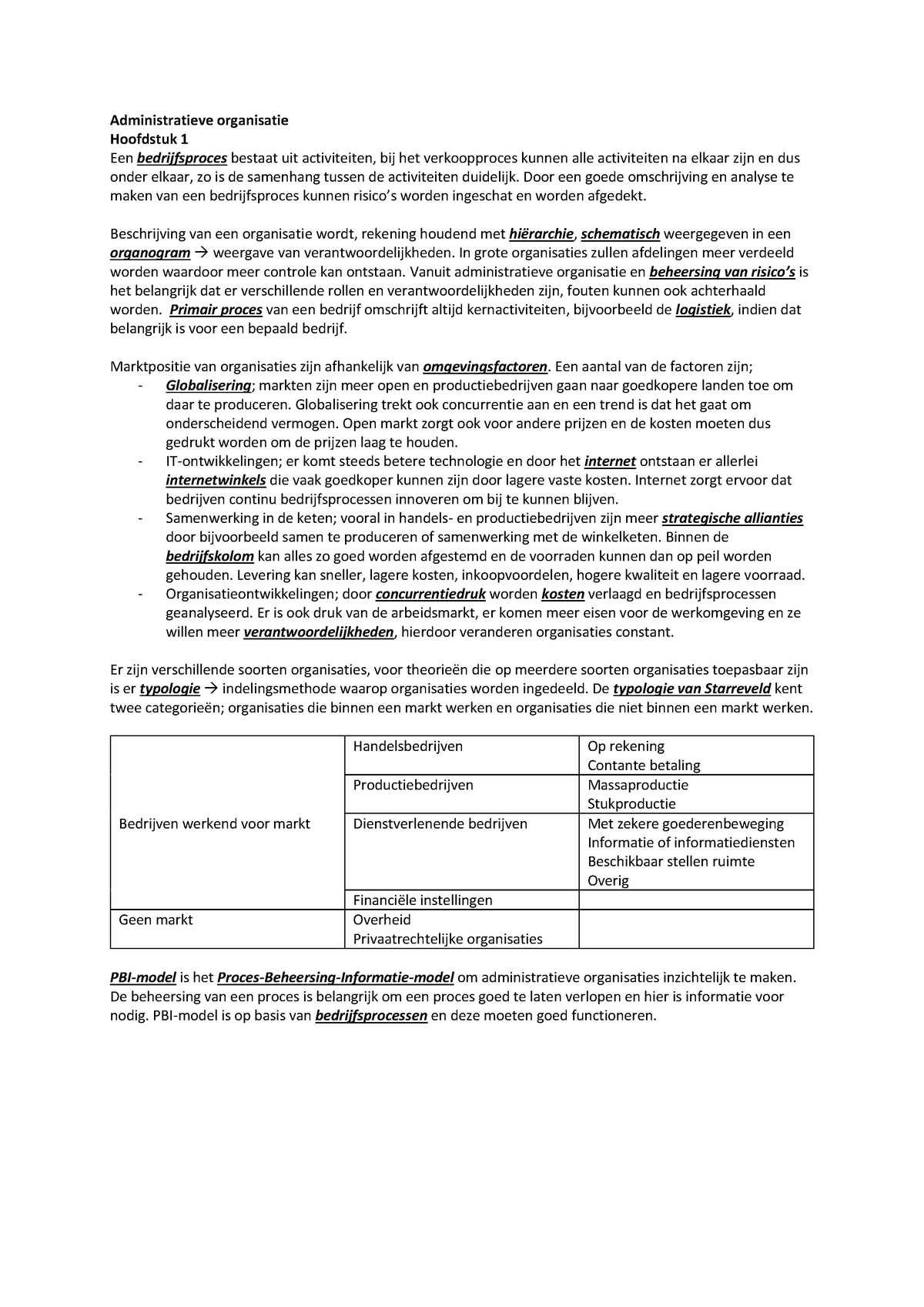 Samenvatting Beginselen Van De Administratieve Organisatie - H 1 - 7 ...