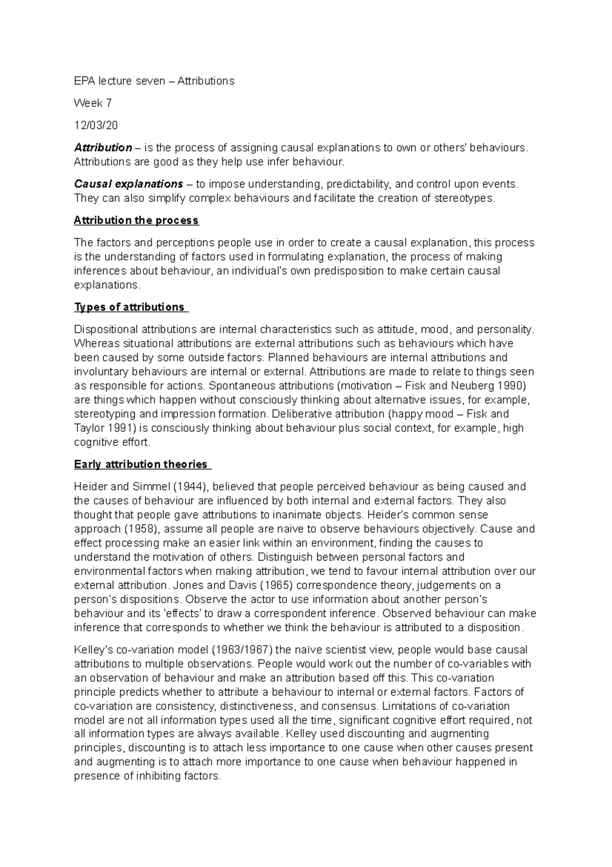 Week 7 epa - attribution - EPA lecture seven – Attributions Week 7 12 ...