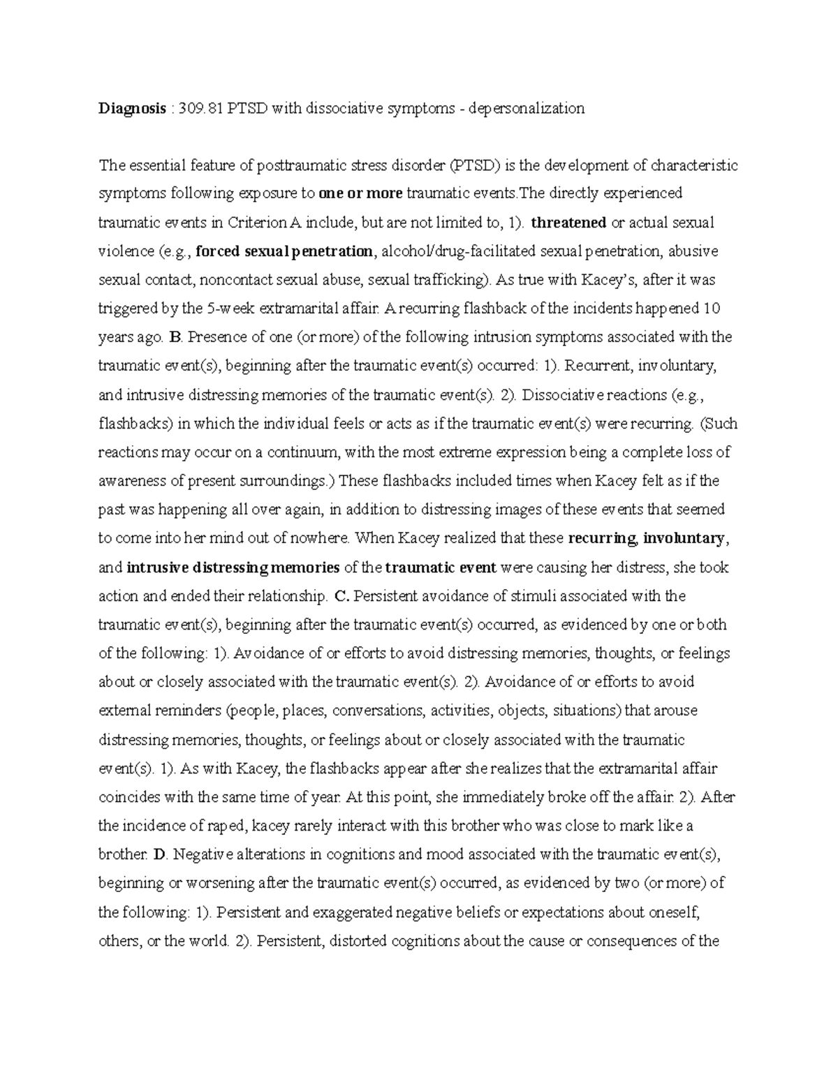 Final Requirement Partial fulfilment for clinical psychology. Case