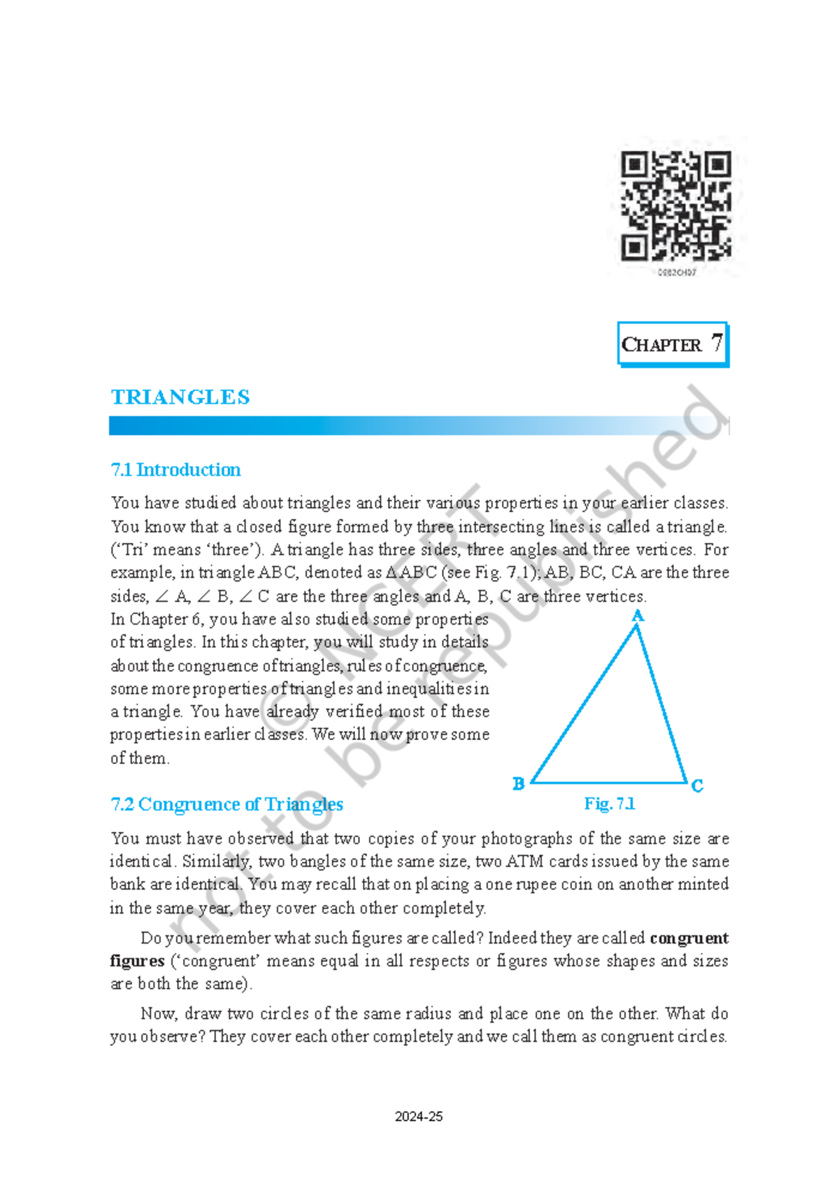 CH - great matter tp learn - CHAPTER 7 TRIANGLES 7 Introduction You ...