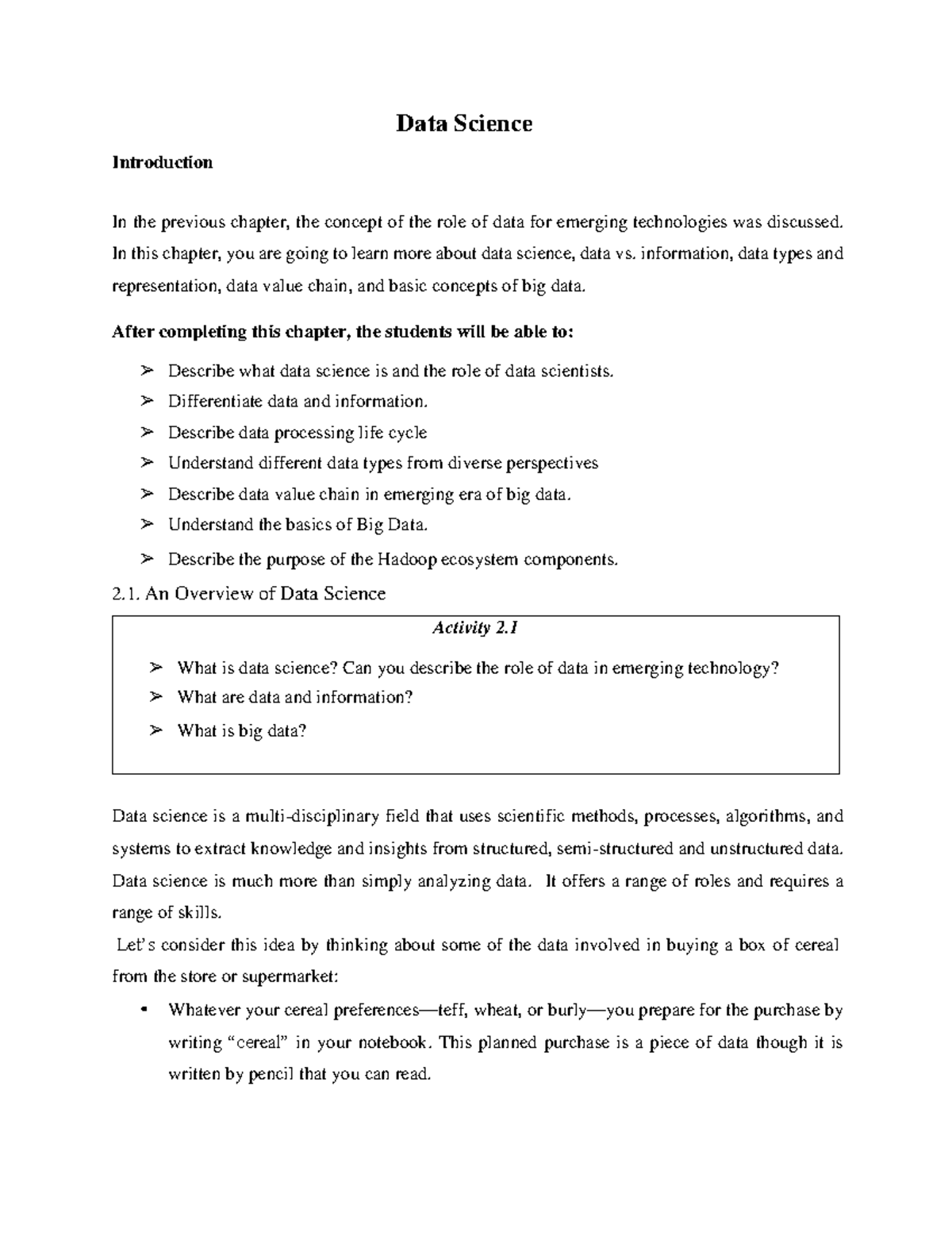 Data Science 1 - The topic includes;- What are data and Information ...
