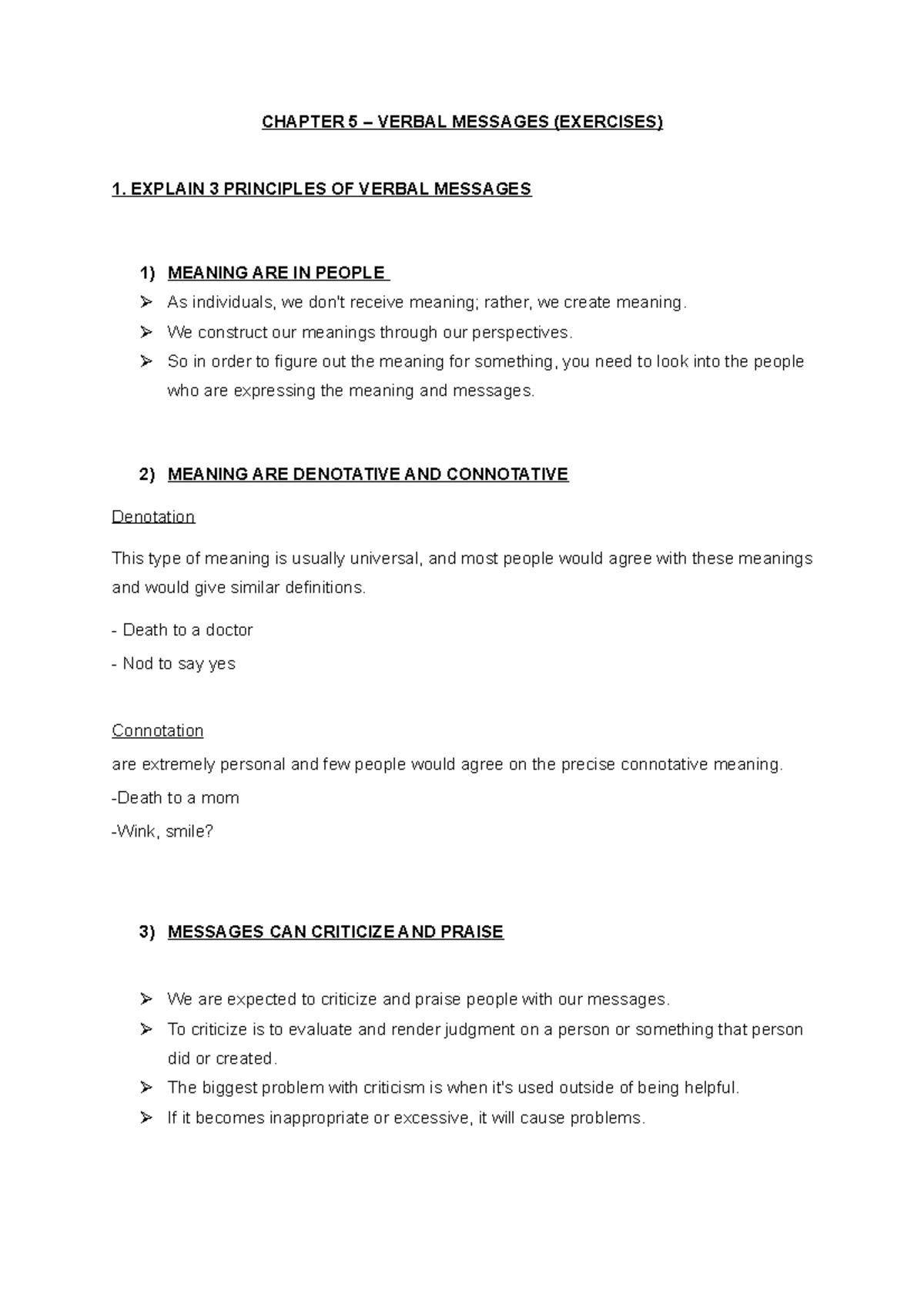 MUHD Irfan Chapter 5 Exercises Verbal Messages CHAPTER 5 VERBAL