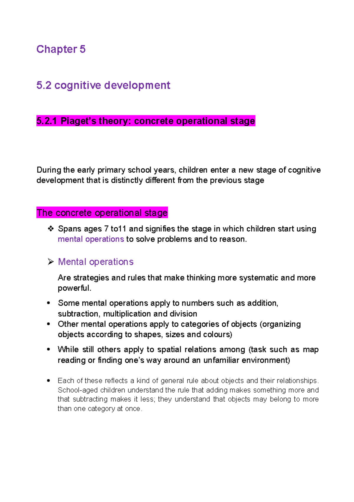 mental operations piaget