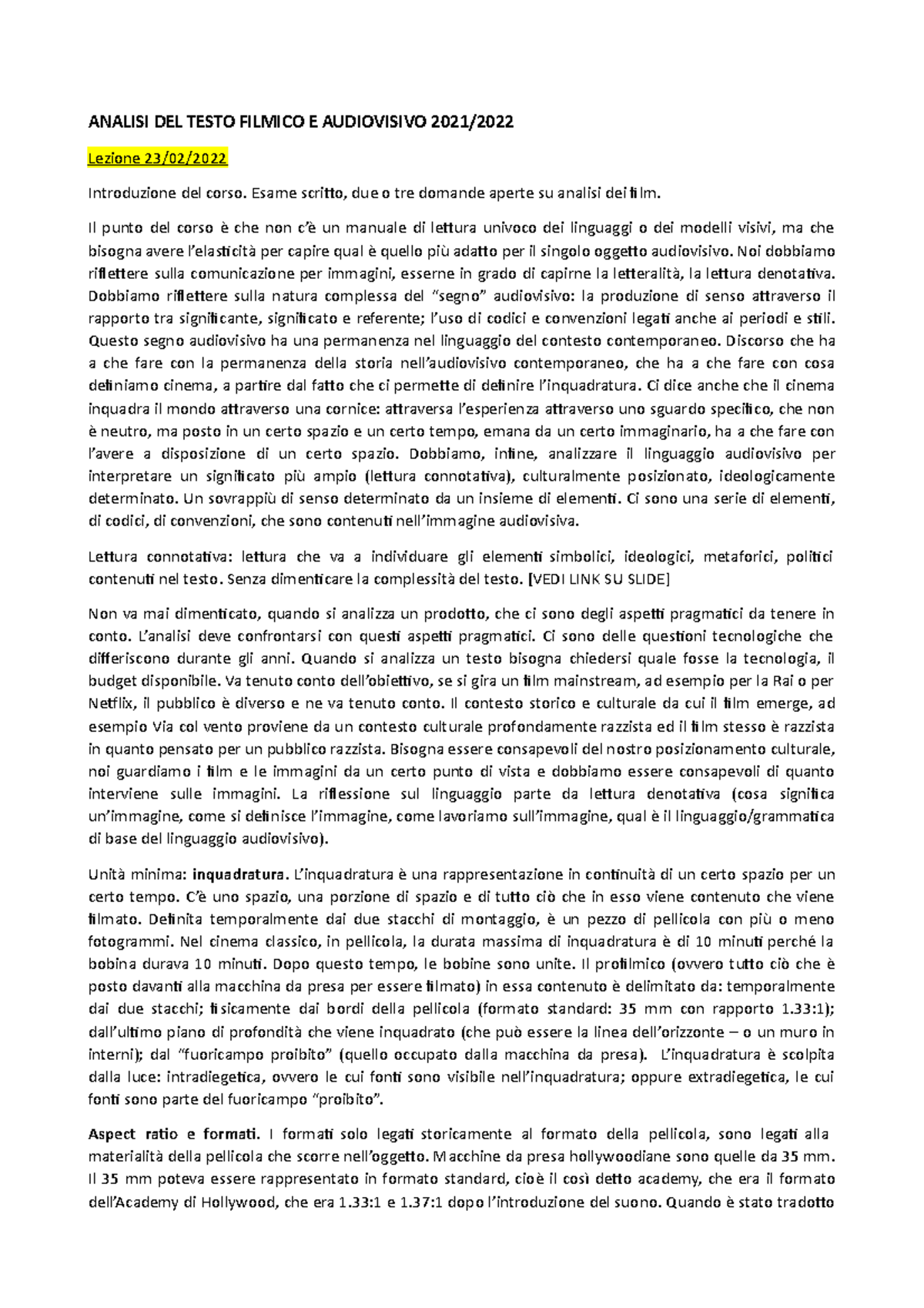 Analisi Del Testo Filmico e Audiovisivo 2021-22 - ANALISI DEL TESTO ...