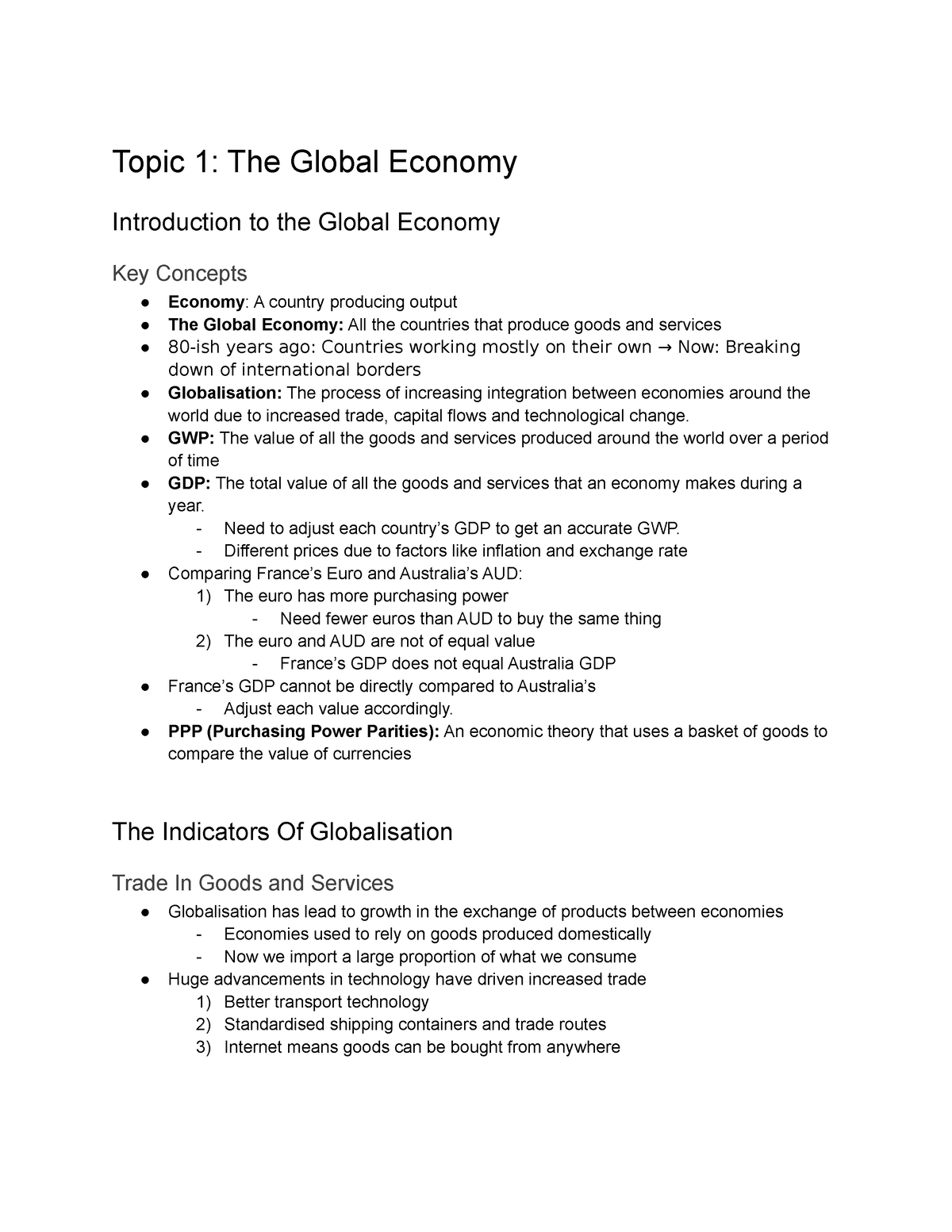 international economics assignment topics