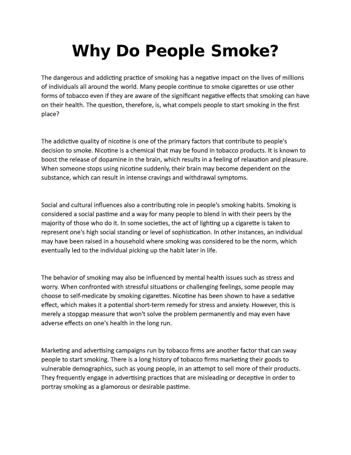 smoke essay in english