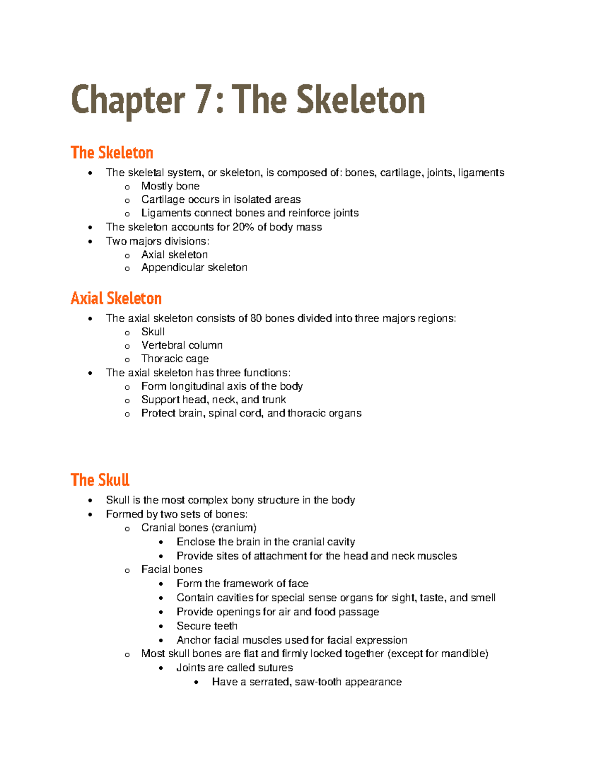 Chapter 7: The Skeleton - Studocu