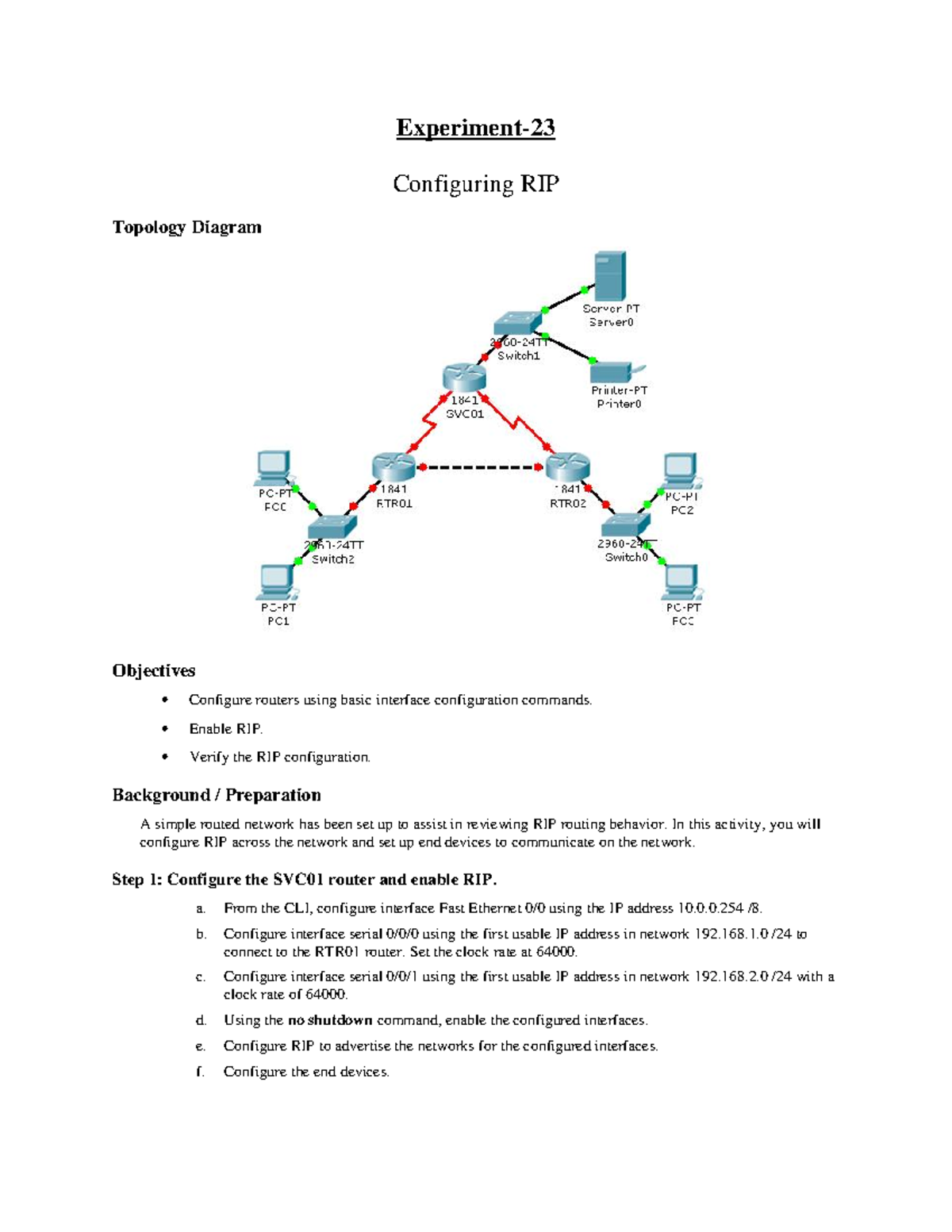 static configuration routing - Experiment- Configuring RIP Topology ...