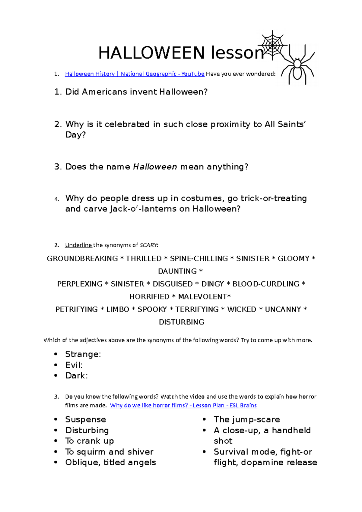 Halloween lesson HALLOWEEN lesson 1. Halloween History