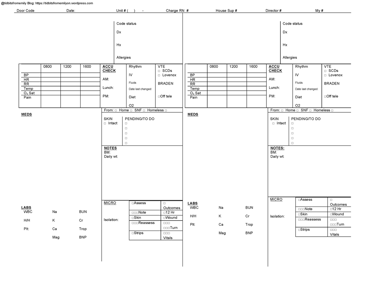 Telemetry Brain Sheet by tidbitsfromemily - Door Code Date: Unit ...