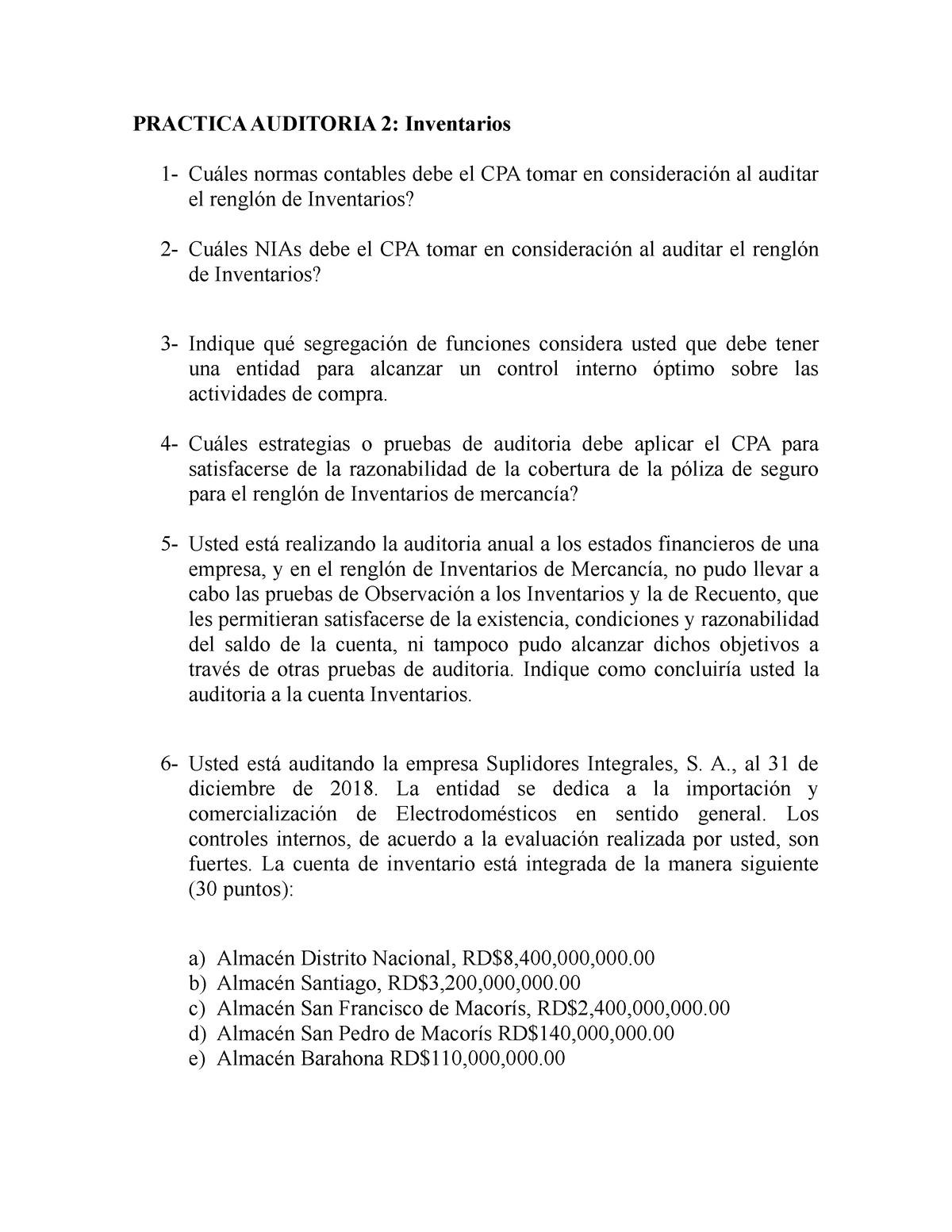 Pr Ã¡ctica De Inventarios Practica Auditoria 2 Inventarios 1 Cuáles Normas Contables Debe El 4523