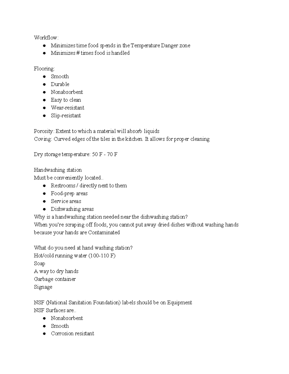Microbiology servsafe Oct. 9 - Lecture notes 7 - Workflow: Minimizes ...