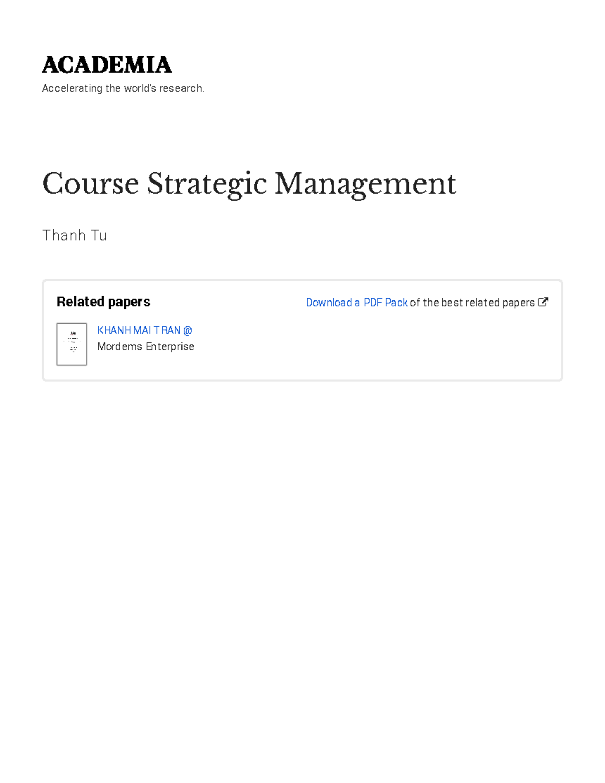 strategic management dissertation thesis