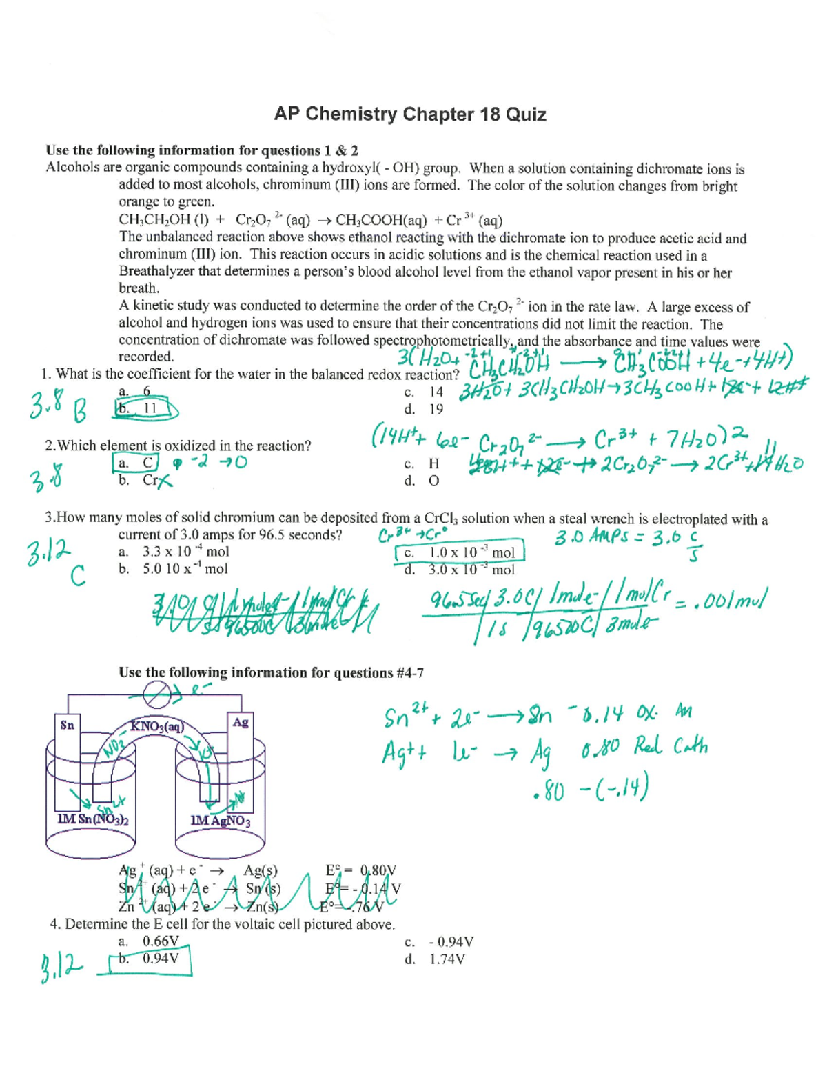 Ch 18 quiz answer key - Chem - Mechanical Engineering - Studocu