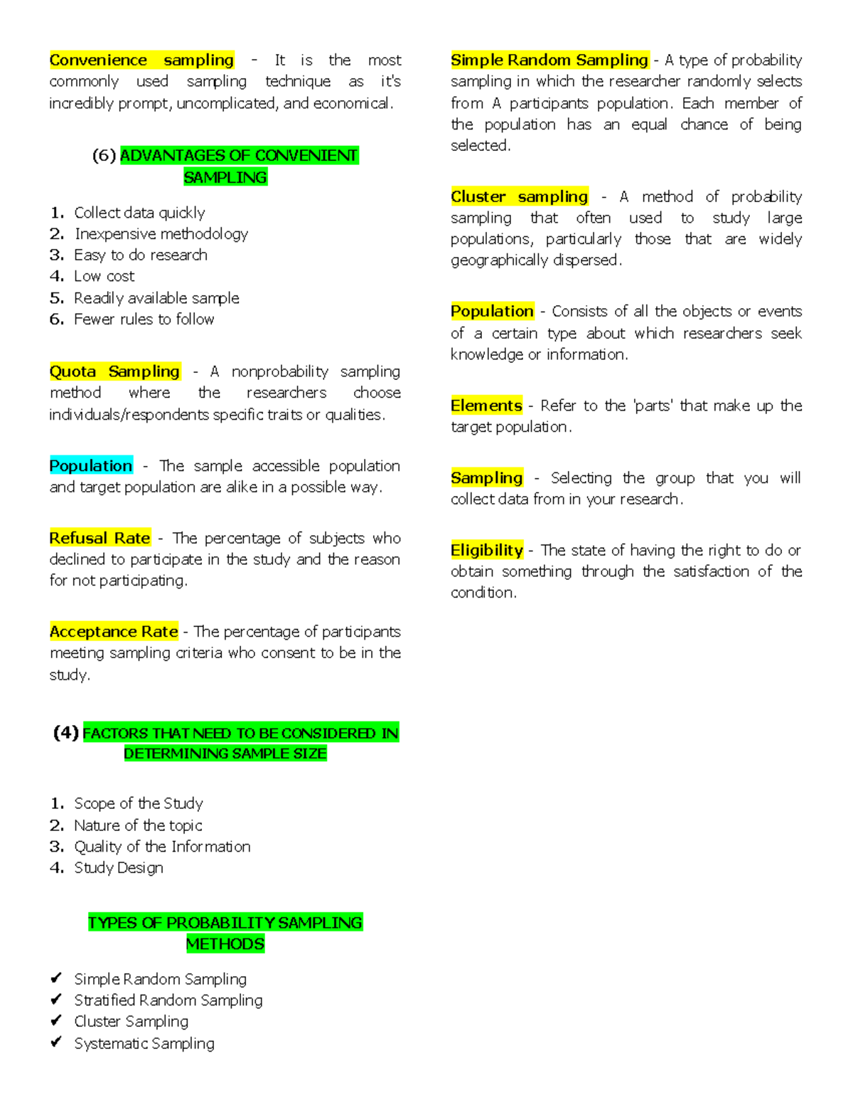 Convenience sampling - Lecture notes - Convenience sampling - It is the ...