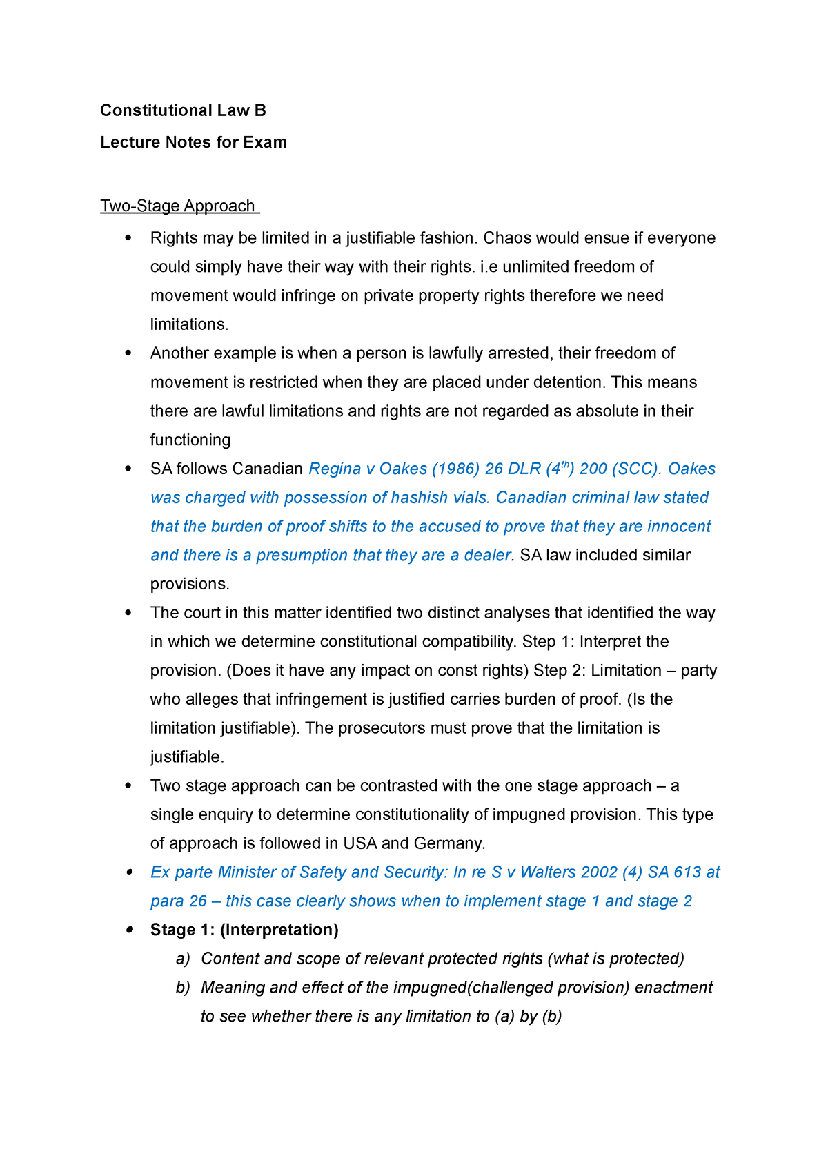 Const Law B Lecture Notes - Constitutional Law B Lecture Notes For Exam ...