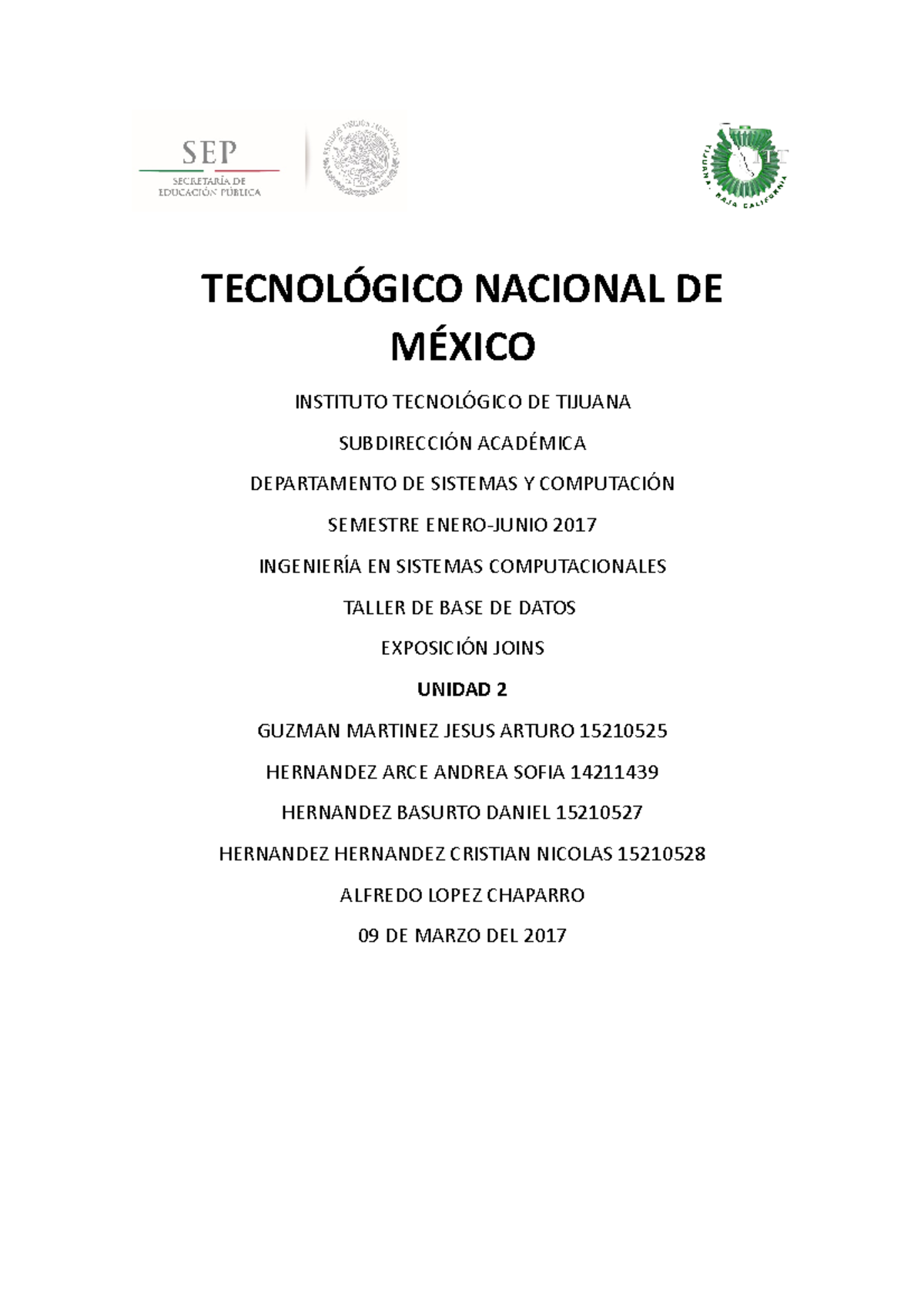 Presentacion-2-Join - Nota: 10 - TECNOLÓGICO NACIONAL DE MÉXICO ...