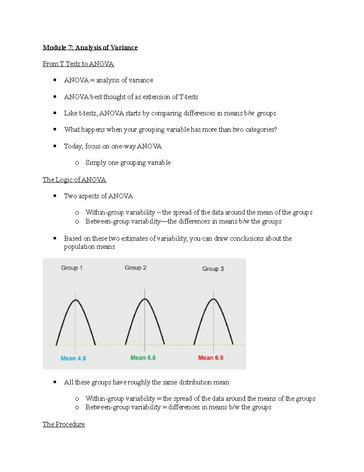 Module 7 Lecture - Notes - Module 7: Analysis of Variance From T Tests ...
