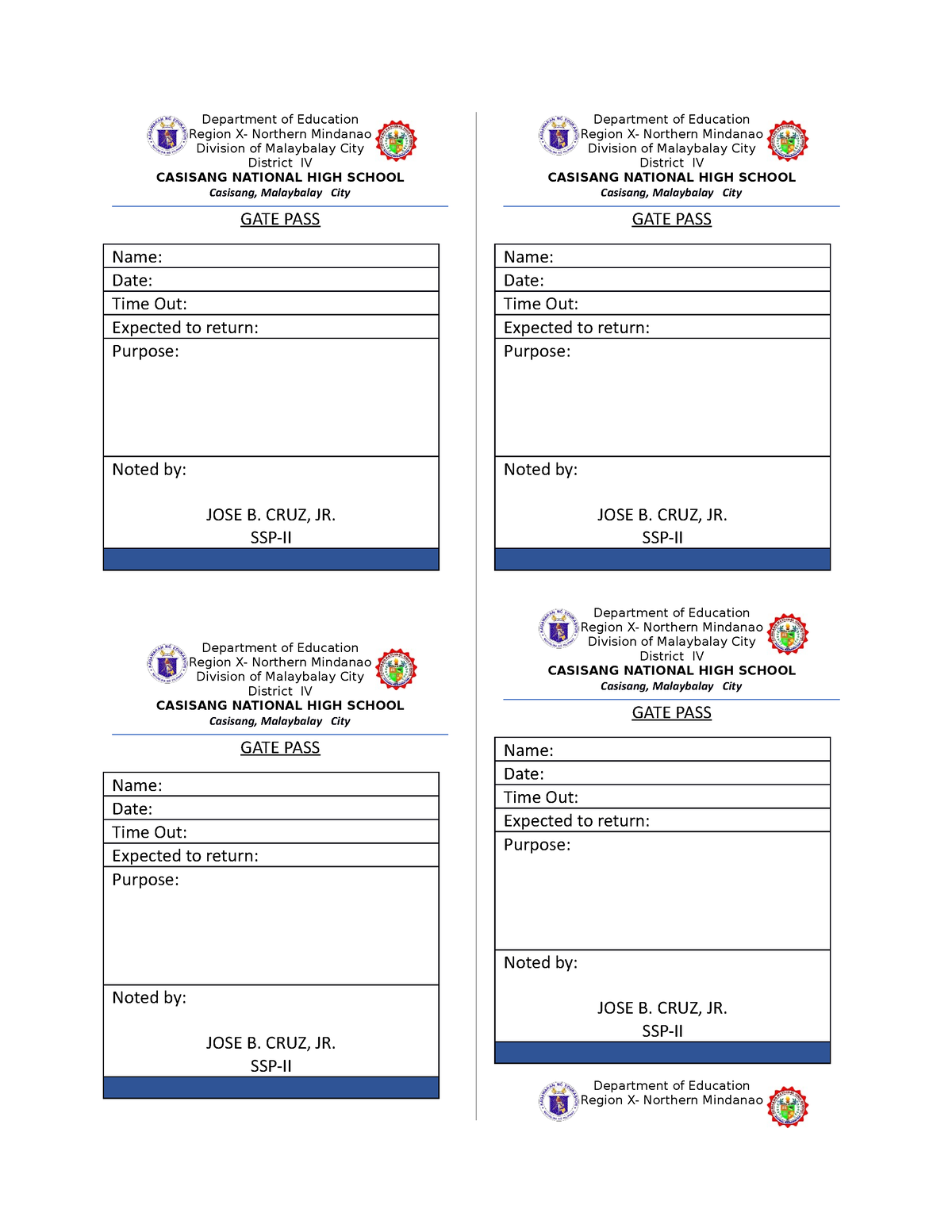 Gate Pass 2023 Can be used in monitoring. Department of Education