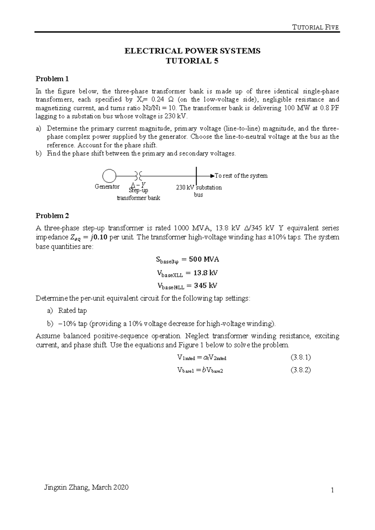 EEE30002 Tute 5 - vjbsvhsvs - T UTORIAL F IVE Jingxin Zhang, March 2020 ...