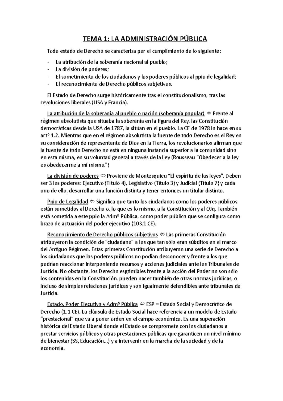 Todo Derecho Administrativo URJC - TEMA 1: LA ADMINISTRACIÓN PÚBLICA ...