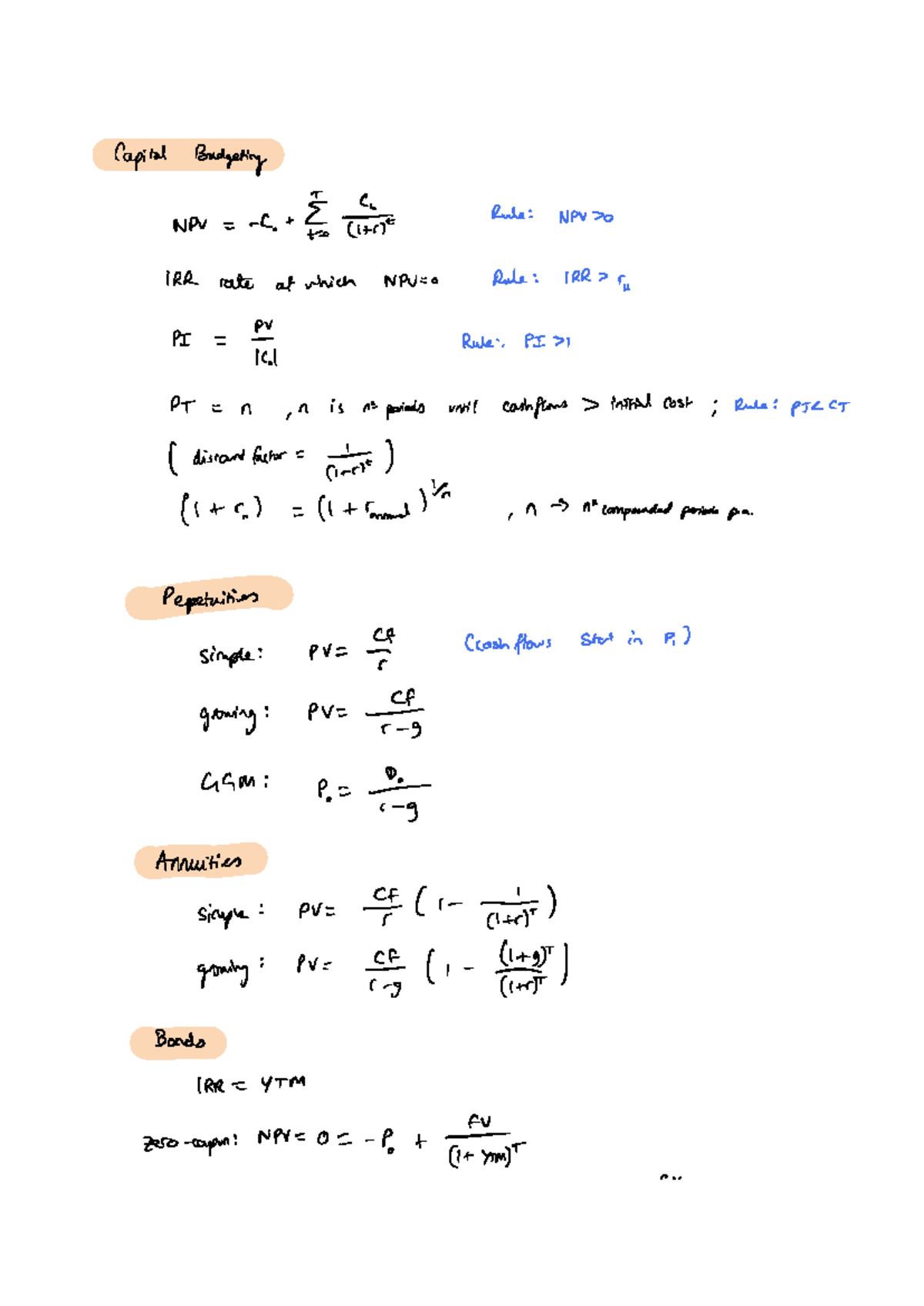 Finance Formulae - IB132 - Studocu