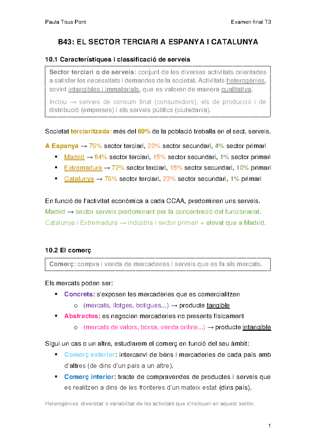 B43 - Apunts B43 - B 43 : EL SECTOR TERCIARI A ESPANYA I CATALUNYA 10 ...