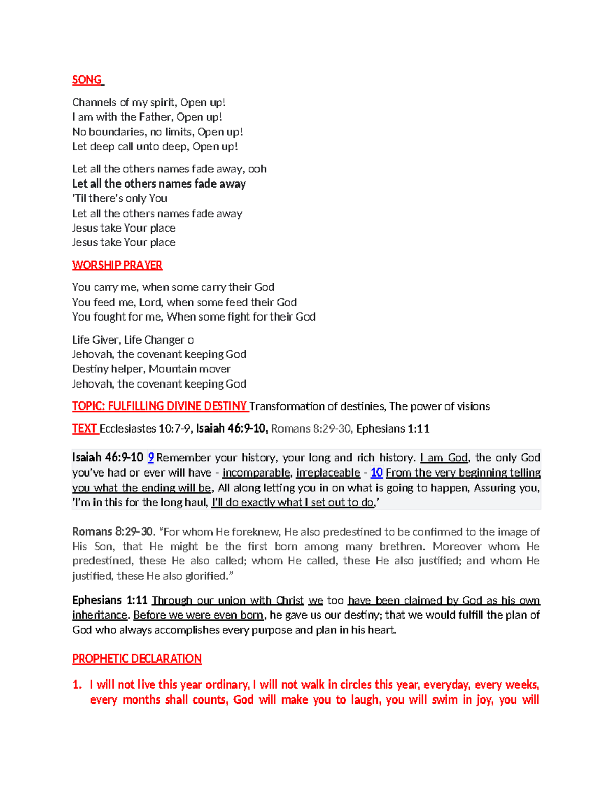 Understanding Destiny FROM THE Biblical Point OF VIEW SONG Channels