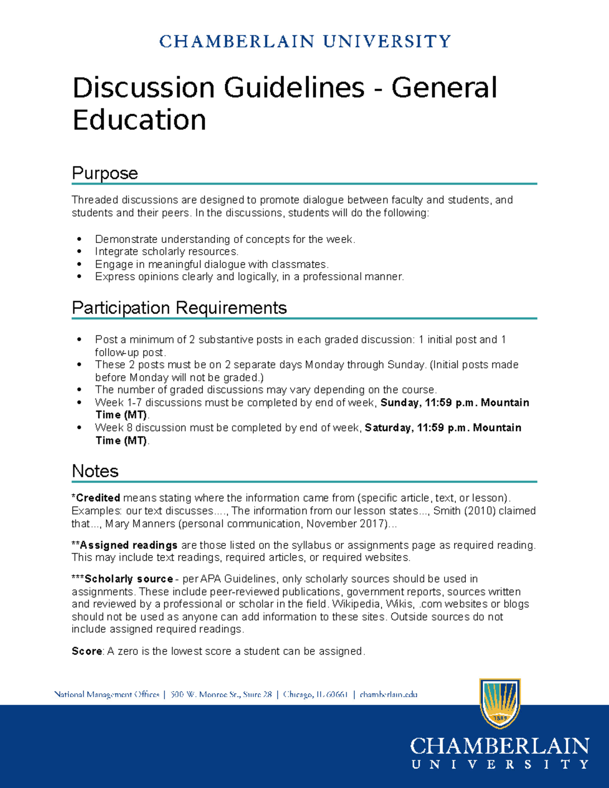 Discussion Guidelines General Education Discussion Guidelines