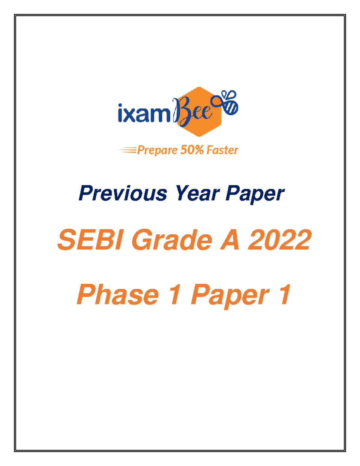 SEBI Grade A 2022 Phase 1 Paper 1 Previous Year Paper PDF - Previous ...