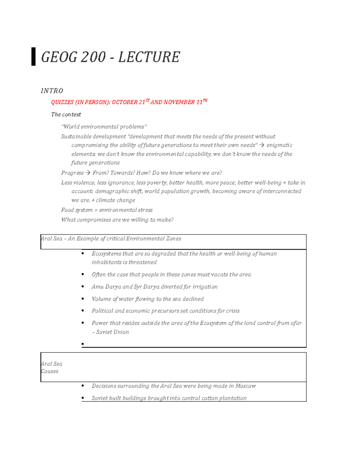 Geog Notes - Lessons From The Start To The End - GEOG 200 - LECTURE ...