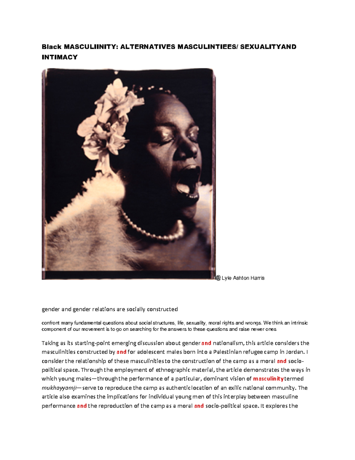 Black Masculiinity and alternative masculinities - Black MASCULIINITY ...