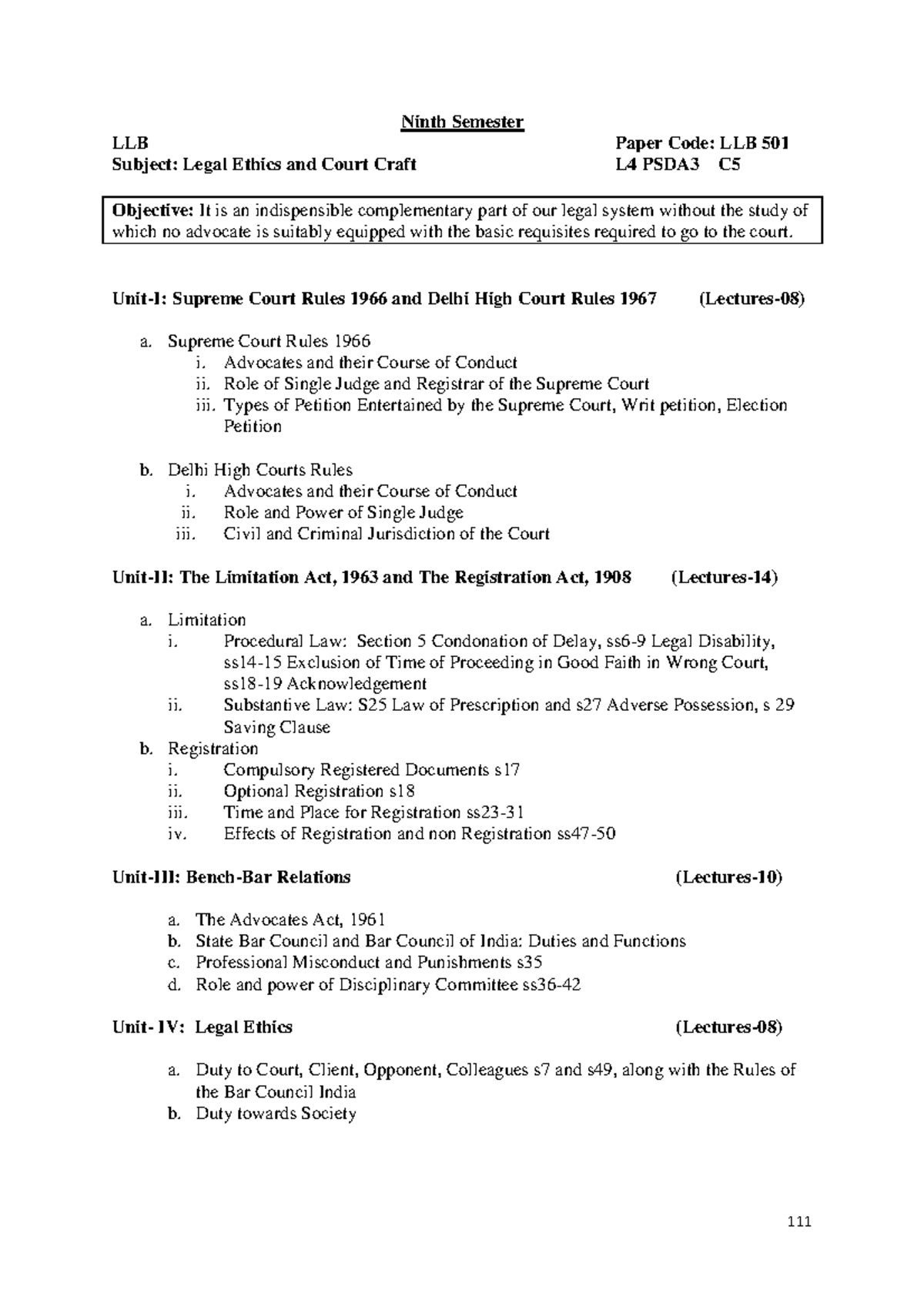 Ballb 031116 (13) - Law - Ninth Semester LLB Paper Code: LLB 501 ...