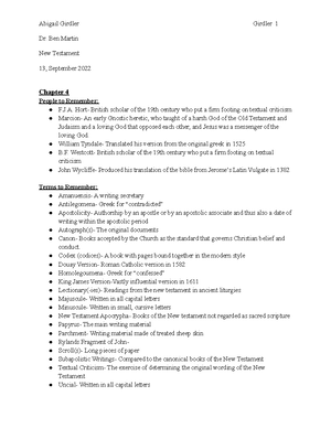 Module 8 - New testament assignment - Abigail Girdler Girdler 1 Dr. Ben ...