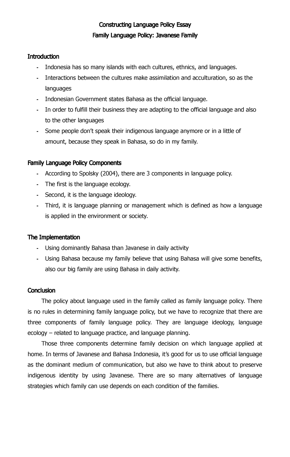 language policy essay