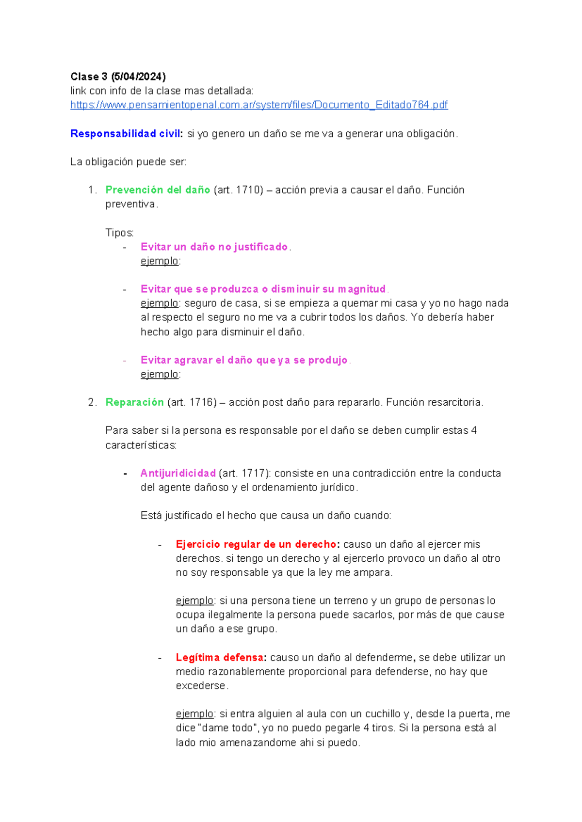 Obligaciones Y Contratos - Clase 3 (5/04/2024) Link Con Info De La ...