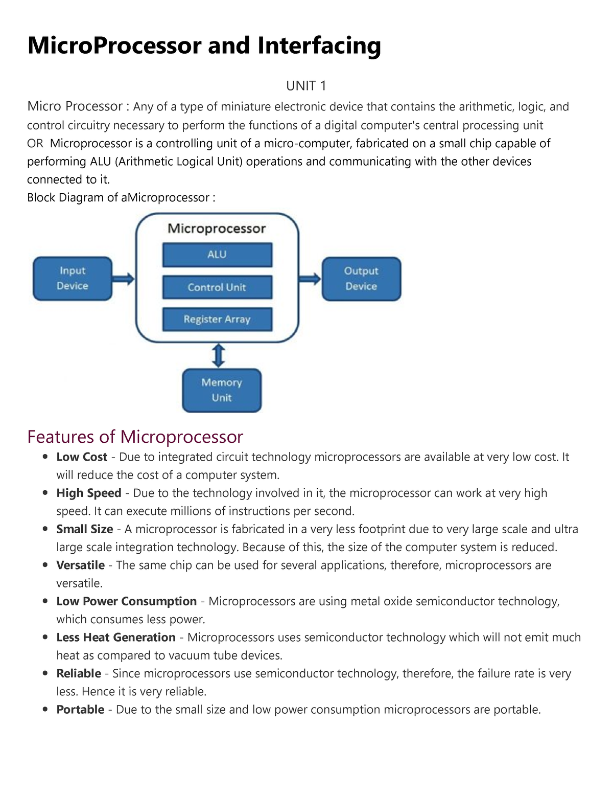 Micro Processor And Interfacing Unit 1 - MicroProcessor And Interfacing ...