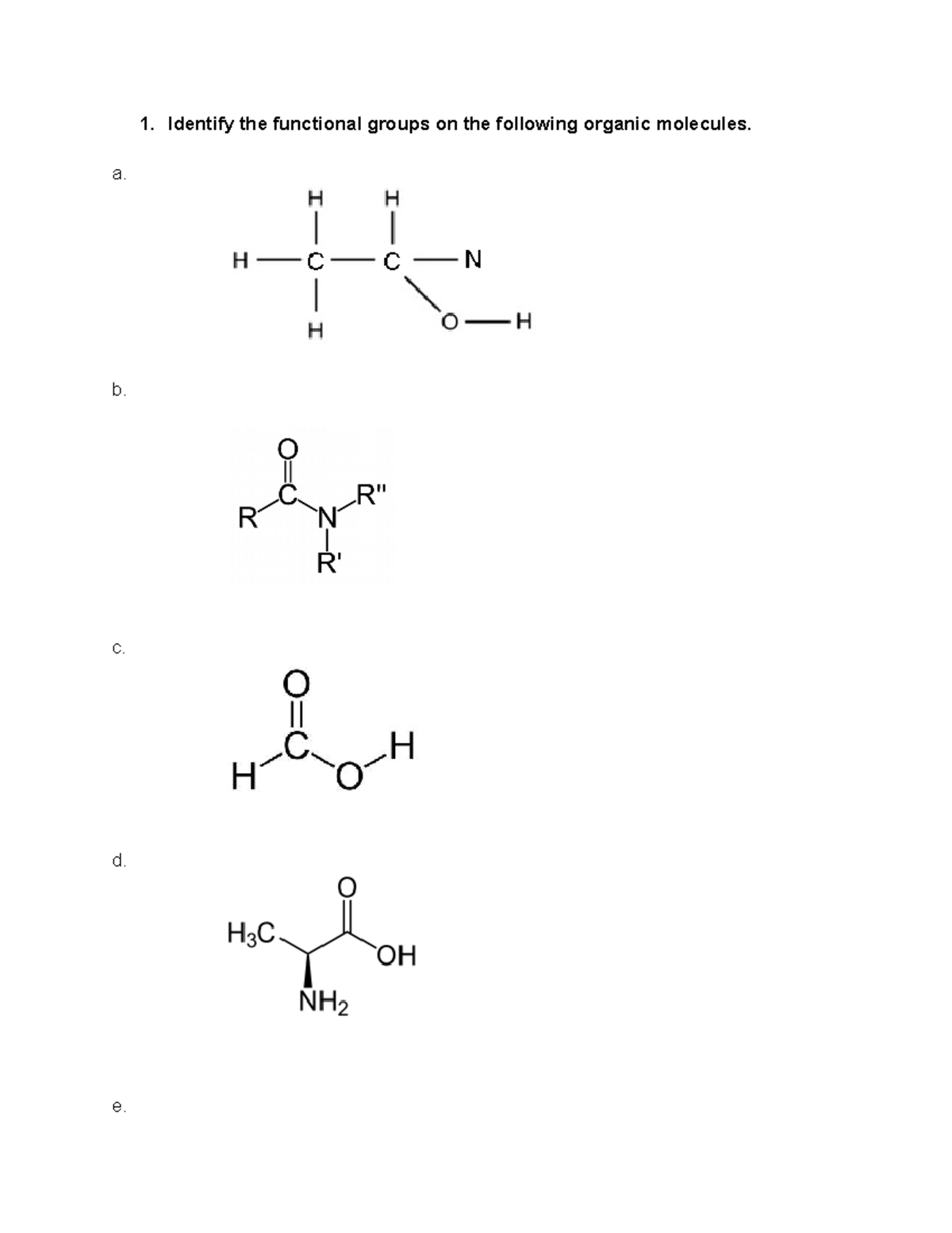 Bio1330 Final Review - 1. Identify The Functional Groups On The ...