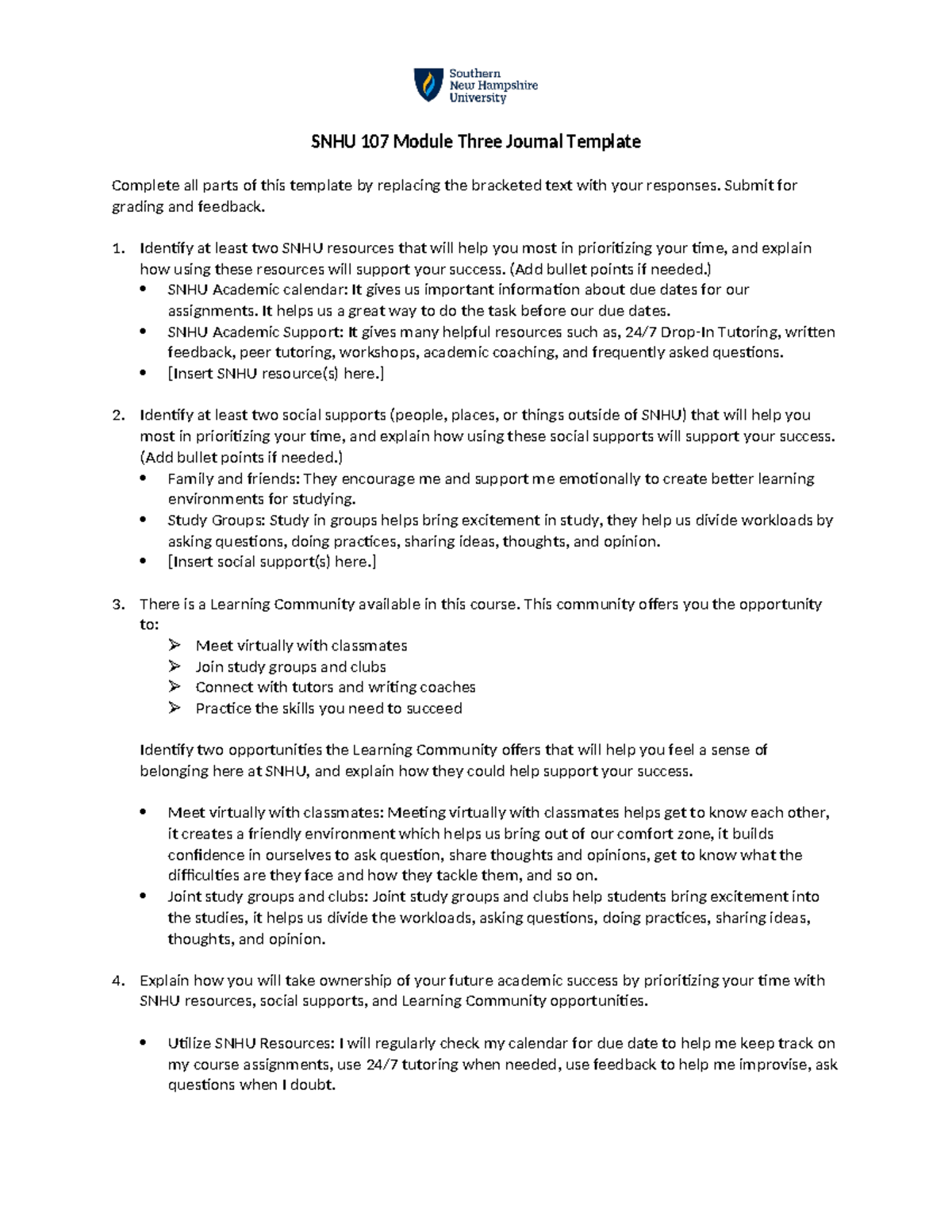 SNHU 107 Module Three Journal Template - SNHU 107 Module Three Journal ...