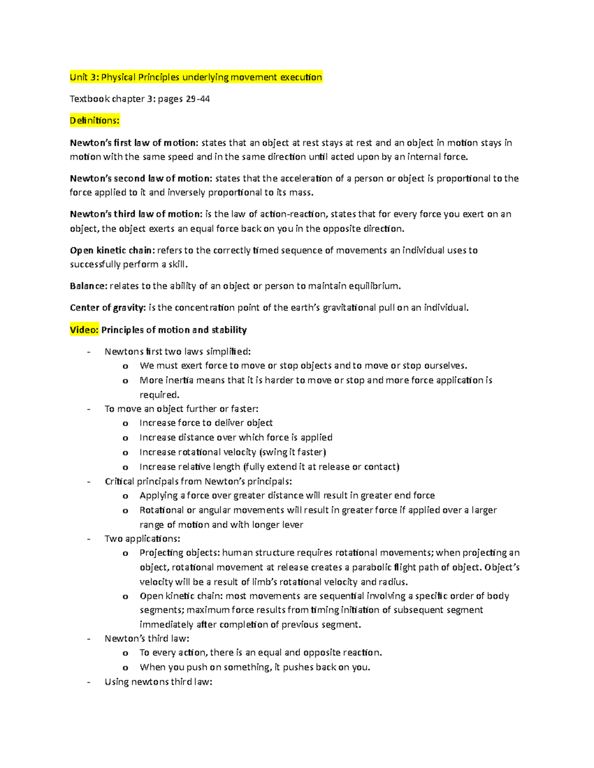 unit-3-physical-principals-underlying-movement-newton-s-second-law