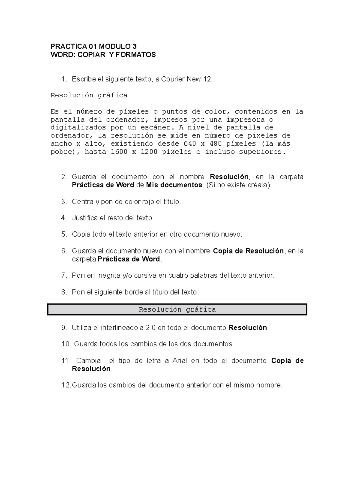 Actividad 1 Módulo 3 - PRACTICA 01 MODULO 3 WORD: COPIAR Y FORMATOS ...