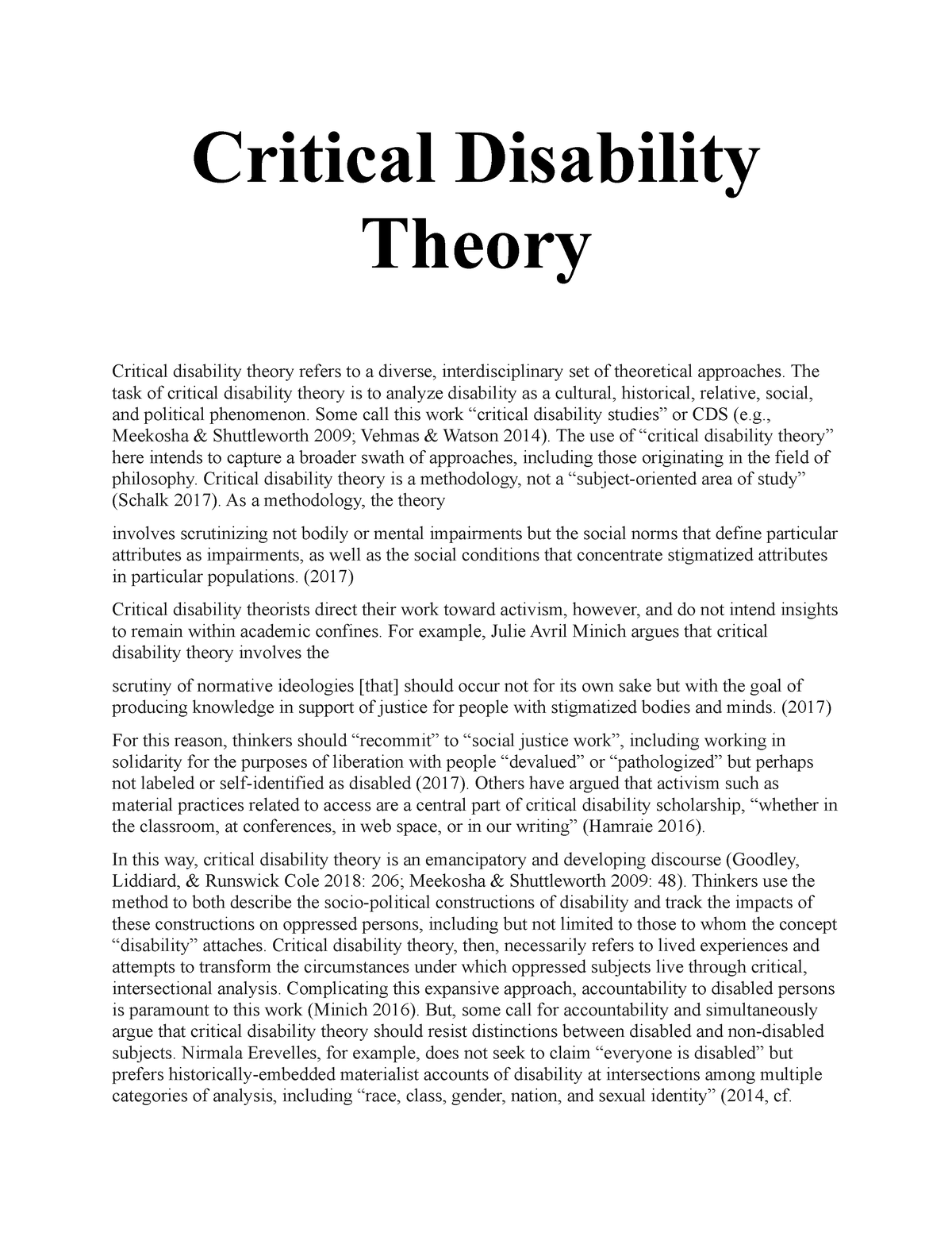 disability theory essays