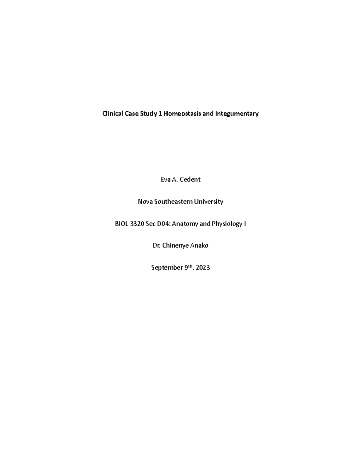 clinical case study homeostasis