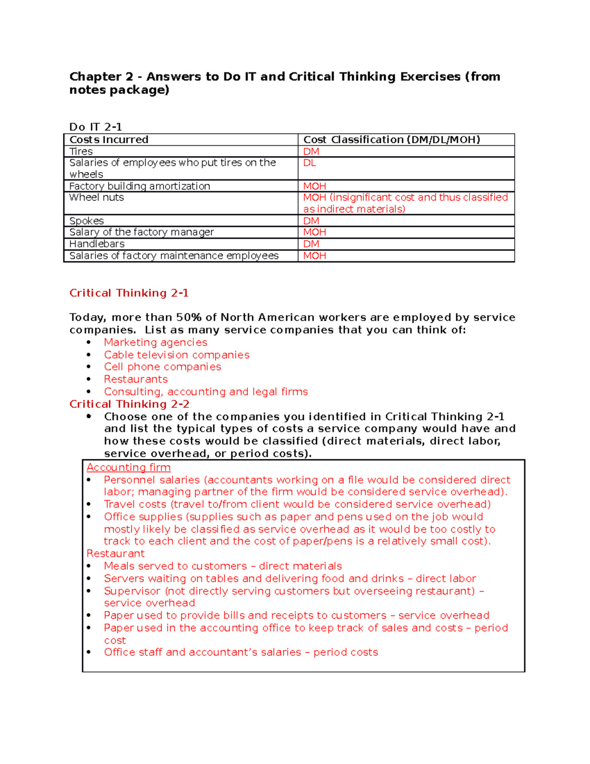Chapter 2 Solutions - Critical Thinking & Do IT Exercises - Chapter 2 ...