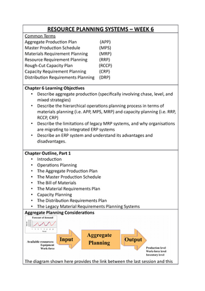 Week 6 Resource Planning System Studocu