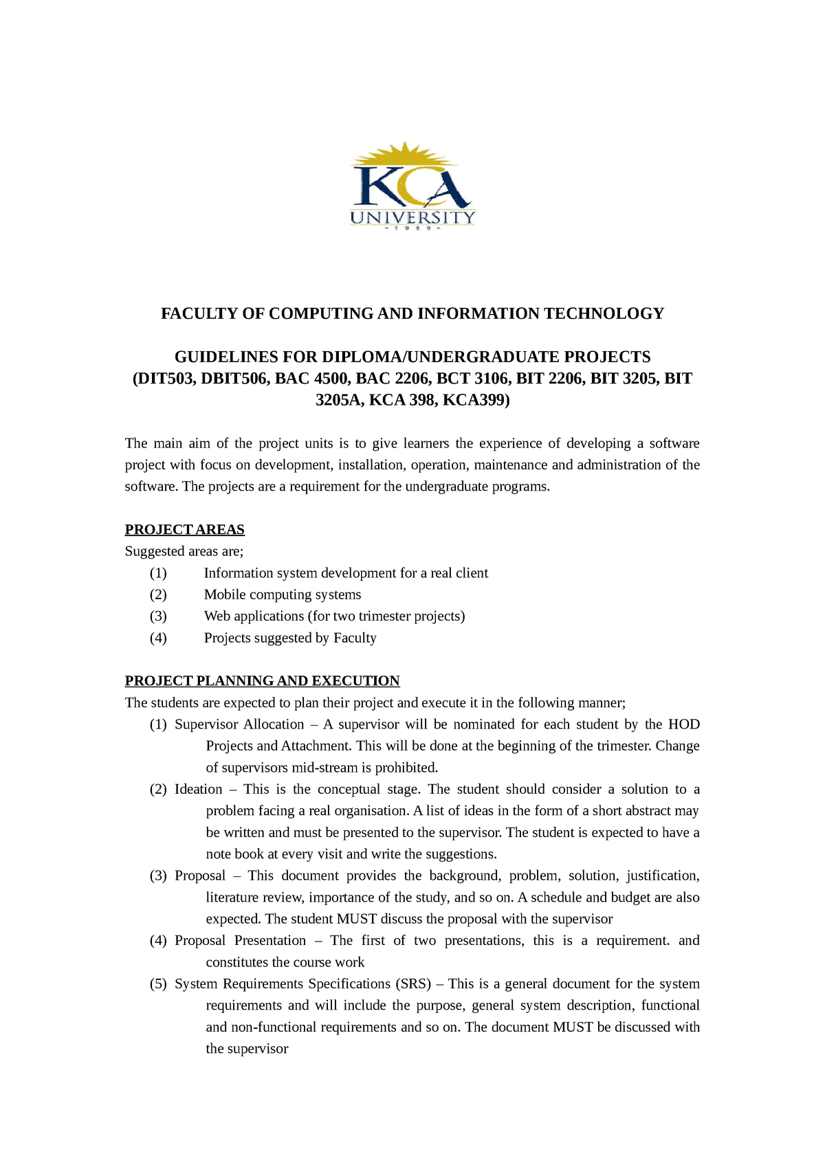 Project Guidelines - FACULTY OF COMPUTING AND INFORMATION TECHNOLOGY ...