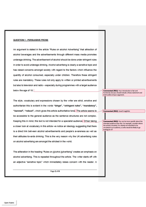 ENG2602 Assignment 1 Persuasive Prose - Warning: Popup annotation has a ...