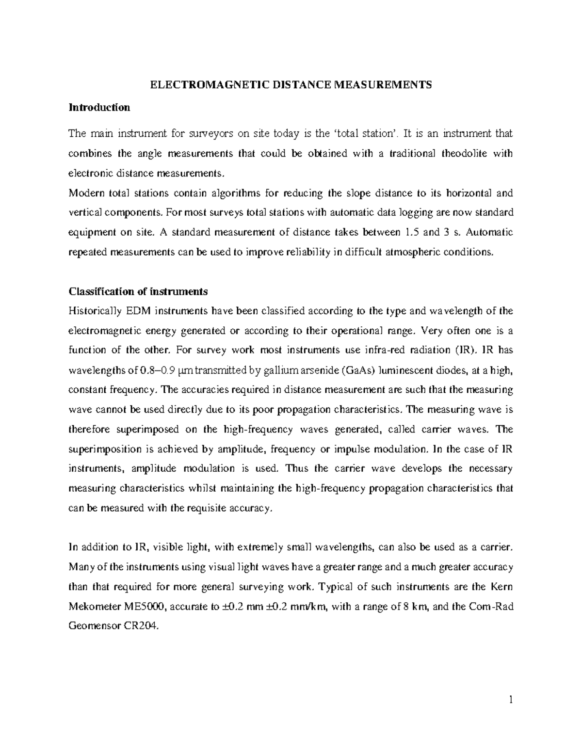 Electromagnetic Distance Measurements AND Traversing - ELECTROMAGNETIC ...